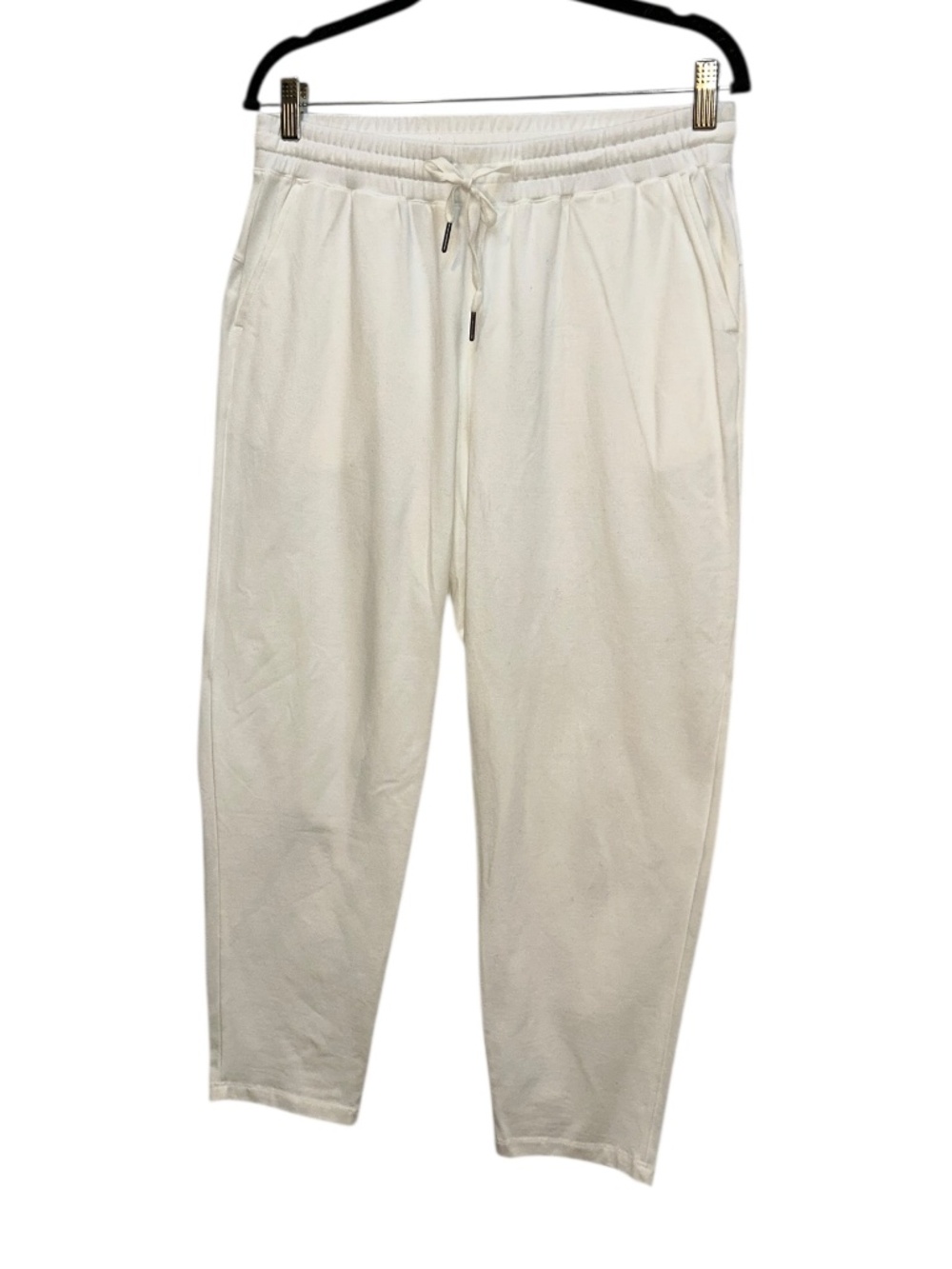 Eileen Fisher petite white drawstring cropped jersey knit pants M